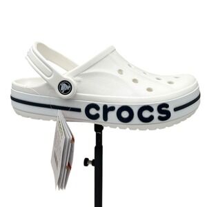 Crocs Bayaband Womens Slip-on Clogs Size 8 White Navy Water Friendly Lightweight